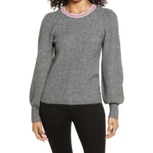 Halogen Women's Blouson Sleeve Sweater in Grey Dark Heather Medium MSRP $69